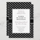 黒と白の水玉40歳の誕生日パーティー 招待状 (正面/裏面)