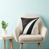 黒と白の波に乗った馬のシルエット抽象芸術 クッション (椅子)