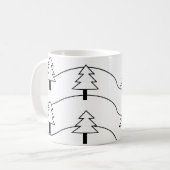 黒と白の波状ストライプのクリスマスツリーパターン コーヒーマグカップ (正面左)