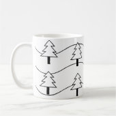 黒と白の波状ストライプのクリスマスツリーパターン コーヒーマグカップ (左)