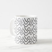 黒と白の波状ストライプ模様 コーヒーマグカップ (正面左)