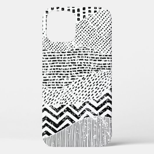 黒と白の波状パターン。手書きオーナメント Case-Mate iPhoneケース (裏面)