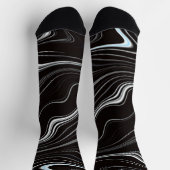 黒と白の波状抽象化 ソックス (上部)
