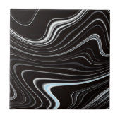 黒と白の波状抽象化 タイル (正面)