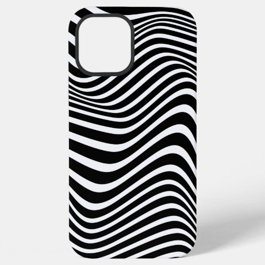 黒と白の波線の抽象的なパターン iPhoneケース (裏面)