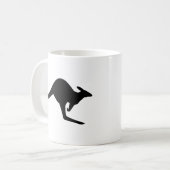 黒と白の注意喚起カンガルー コーヒーマグカップ (正面左)
