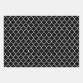 黒と白の混合ジオメトリパターン ラッピングペーパーシート (正面)