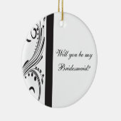 黒と白の渦巻きが私の花嫁になる セラミックオーナメント (右)