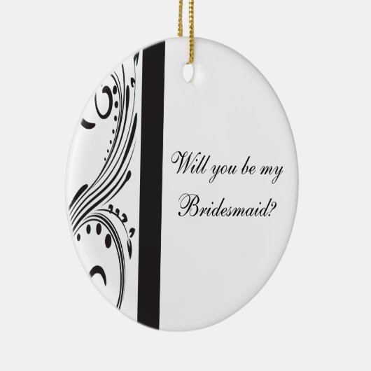 黒と白の渦巻きが私の花嫁になる セラミックオーナメント (右)