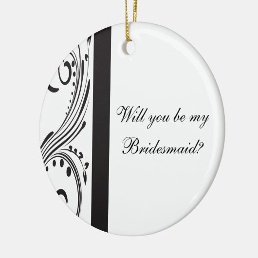 黒と白の渦巻きが私の花嫁になる セラミックオーナメント (左)