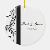 黒と白の渦巻きが私の花嫁になる セラミックオーナメント (裏面)