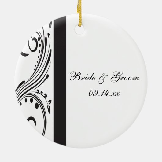 黒と白の渦巻きが私の花嫁になる セラミックオーナメント (裏面)