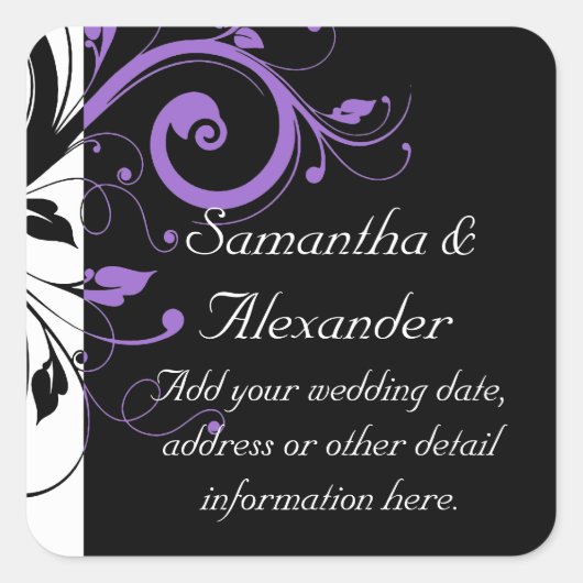 黒と白の渦巻きアクセントのシール スクエアシール (正面)