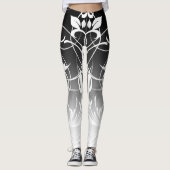 黒と白の渦巻きグラデーション レギンス (正面)