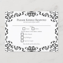 黒と白の渦巻きゴシッ結婚クのはがき シーズンポストカード