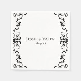 黒と白の渦巻きゴシッ結婚クス スタンダードカクテルナプキン