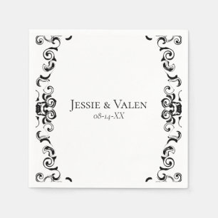 黒と白の渦巻きゴシッ結婚クス スタンダードカクテルナプキン