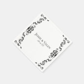 黒と白の渦巻きゴシッ結婚クス スタンダードカクテルナプキン (角)