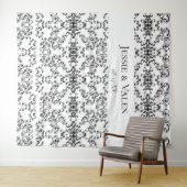 黒と白の渦巻きゴシッ結婚クス タペストリー (インサイチュ(横))