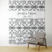 黒と白の渦巻きゴシッ結婚クス タペストリー (インサイチュ)