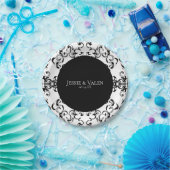 黒と白の渦巻きゴシッ結婚クス ペーパープレート (パーティー)