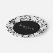 黒と白の渦巻きゴシッ結婚クス ペーパープレート (アングル)