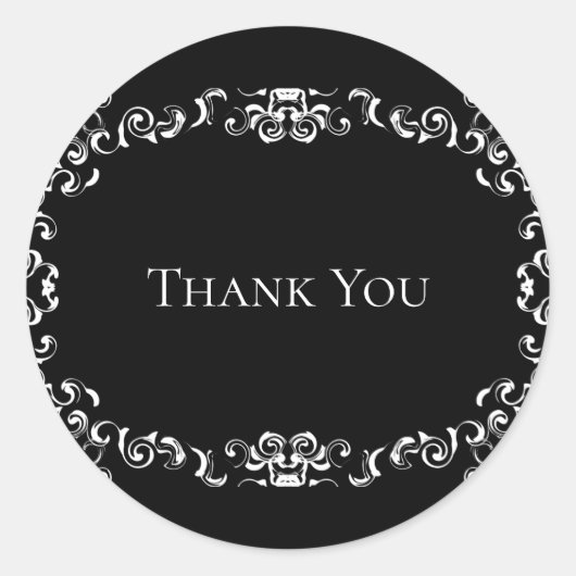 黒と白の渦巻きゴシッ結婚クス ラウンドシール (正面)