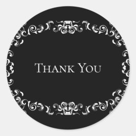 黒と白の渦巻きゴシッ結婚クス ラウンドシール