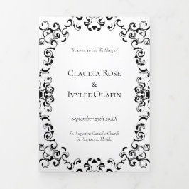 黒と白の渦巻きゴシッ結婚クス 三つ折りプログラム