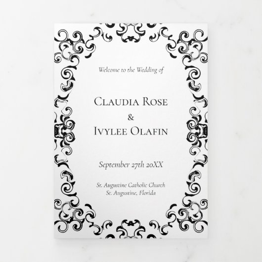 黒と白の渦巻きゴシッ結婚クス 三つ折りプログラム (カバー)