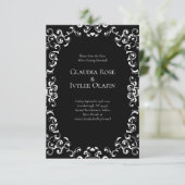 黒と白の渦巻きゴシッ結婚クス 招待状 (スタンド正面)