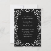 黒と白の渦巻きゴシッ結婚クス 招待状 (正面)