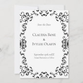 黒と白の渦巻きゴシッ結婚クス 招待状 (正面)