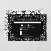 黒と白の渦巻きゴシッ結婚クス 招待状 (正面/裏面)