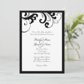 黒と白の渦巻きフレーム結婚式招待状 招待状 (スタンド正面)