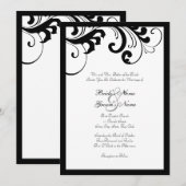 黒と白の渦巻きフレーム結婚式招待状 招待状 (正面/裏面)