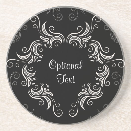 黒と白の渦巻きフレーム コースター (正面)
