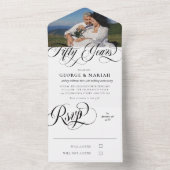 黒と白の渦巻き写真 50周年記念結婚式 オールインワン招待状 (内側)