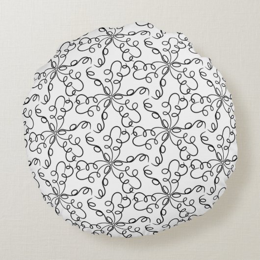 黒と白の渦巻き枕 ラウンドクッション (裏面)