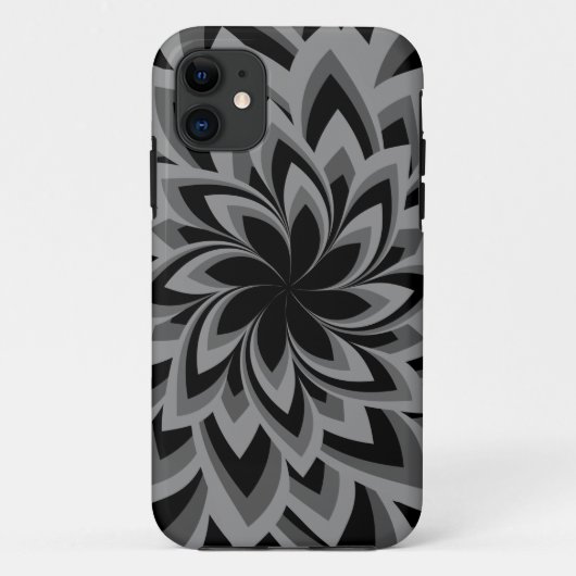 黒と白の渦巻き花 Case-Mate iPhoneケース (裏面)