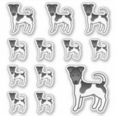 黒と白の滑らかなキツネテリアの漫画の犬 シール (正面)