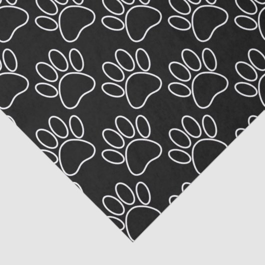 黒と白の漫画の子犬の手の印刷パターン 薄葉紙 (詳細)