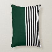 黒と白の濃い緑ストライプ アクセントクッション (正面(垂直))