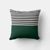 黒と白の濃い緑ストライプ クッション (裏面)