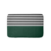 黒と白の濃い緑ストライプ バスマット (正面)