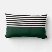 黒と白の濃い緑ストライプ ランバークッション (裏面)