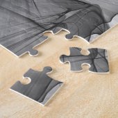 黒と白の炭灰色の煙抽象芸術 ジグソーパズル (側面)