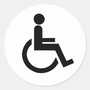 黒と白の無効なハンディキャップ記号 ラウンドシール