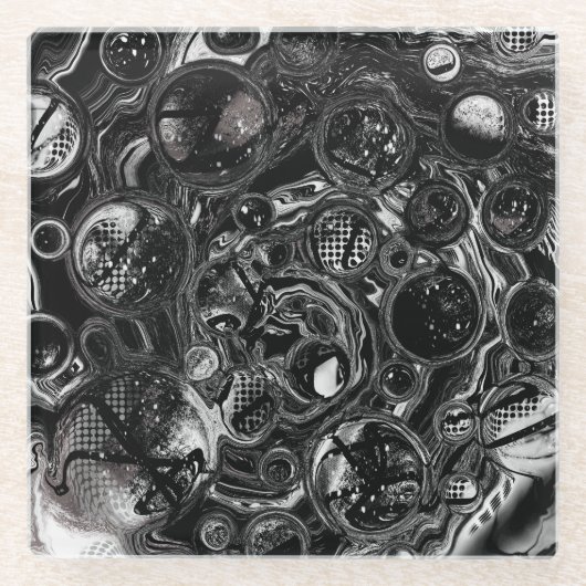 黒と白の無限大 ガラスコースター (正面)