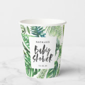 黒と白の熱帯の葉の赤ちゃんシャワー 紙コップ (裏面)